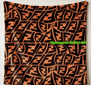 Fendi Orange Vertigo FF Monogram Flannel Throw Blanket IMG_9588